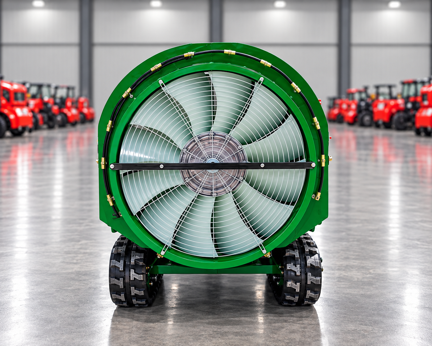 ventilador industrial verde sobre orugas ventilador industrial verde sobre orugas